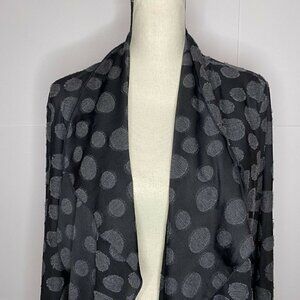 Apropos Size Large Semi-Sheer Black Polka Dot Open Cardigan Asymmetric Hem